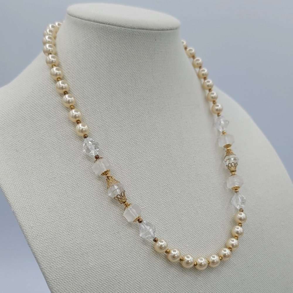 Vintage Necklaces Cream Faux Pearl Goldtone Set of 2 #1232 & 1233 - Picture 10 of 16